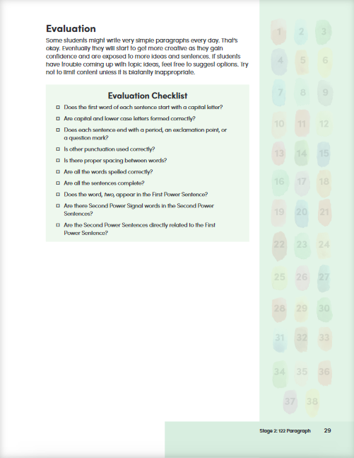 Teacher Book evaluation page sample